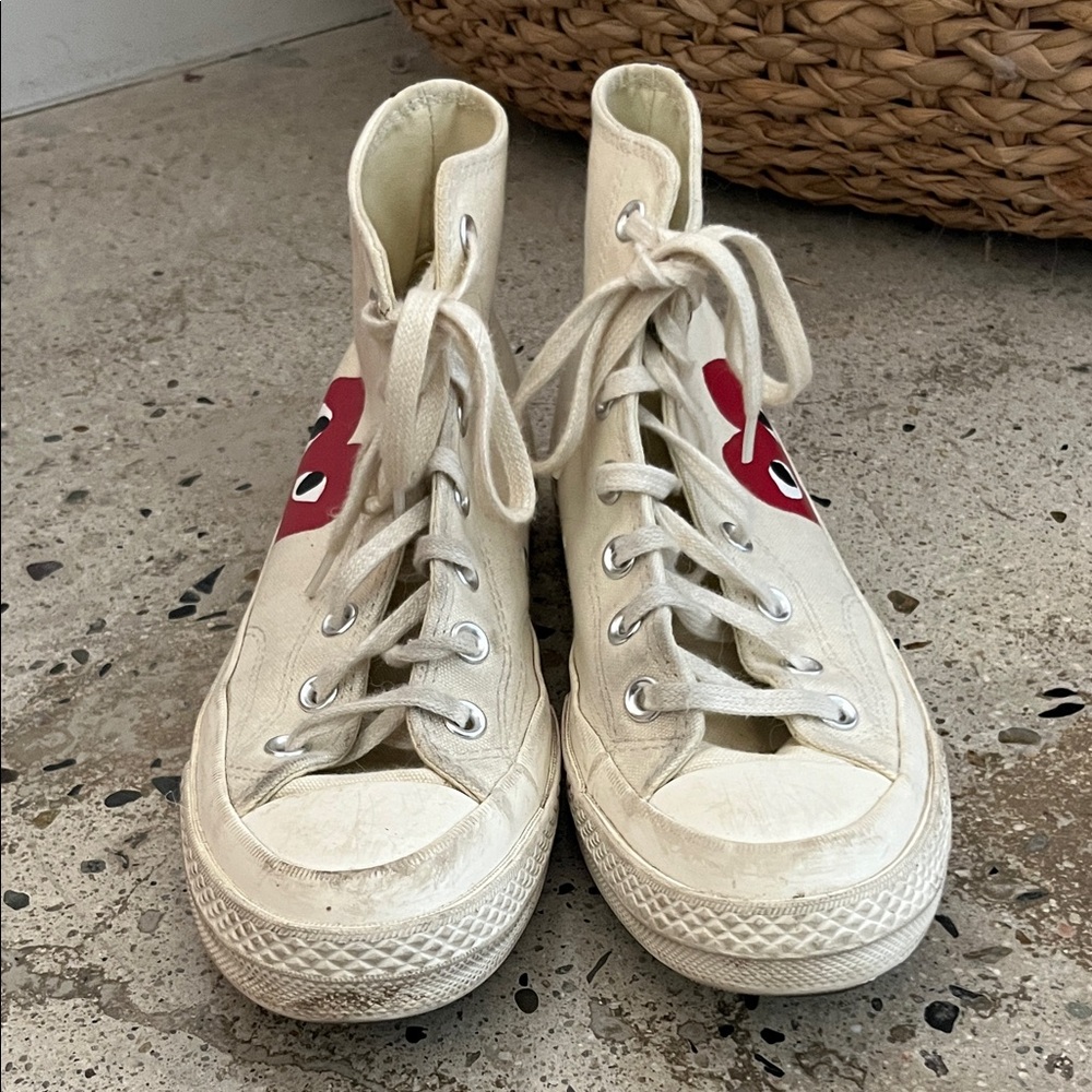 High-Top Sneakers with Red Heart Design